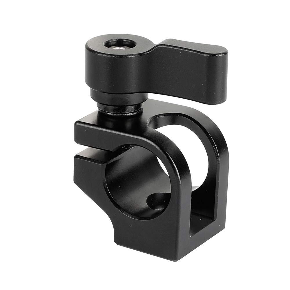 CAMVATE 15mm Single Rod Clamp Install on 1/4"-20 Thread Hole for Camera cage (Black Knob)