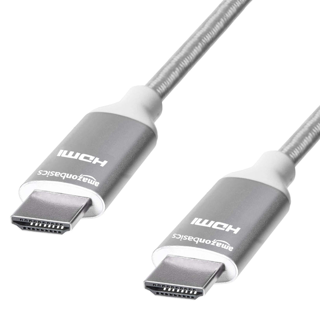 Amazon Basics 10.2 Gbps High-Speed 4K HDMI Cable with Braided Cord, 15-Foot, Silver