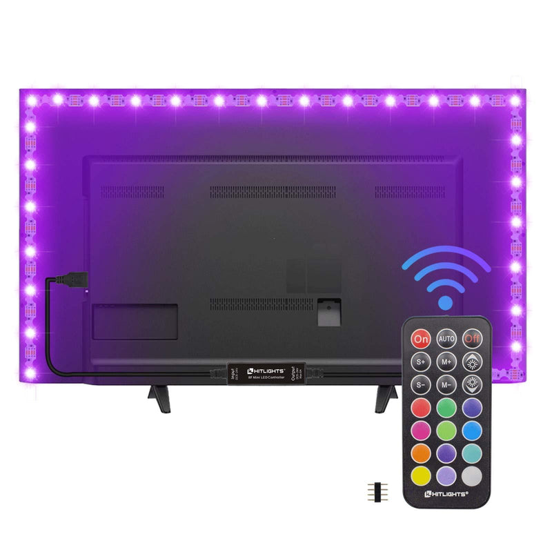 [AUSTRALIA] - HitLights USB LED TV Backlight, Bendable RGB Light Strip with Remote 6.56ft 5050 Tape Light Zage Wave for 40"-60" TV PC Monitor Color Changing Bias Lighting Improve Viewing Effects 