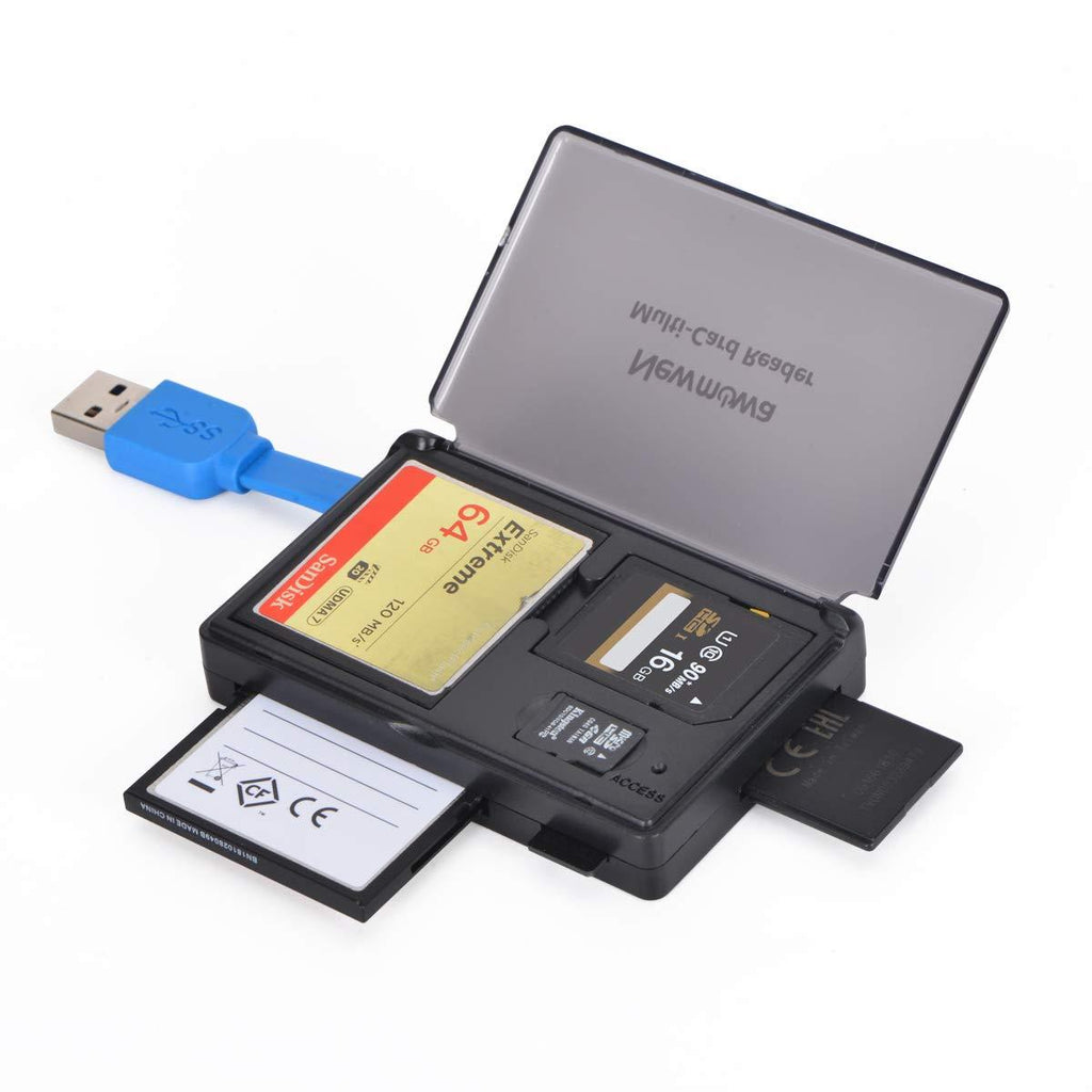 Newmowa 3-in-1 Portable USB 3.0 Memory Card Reader for SD/SDHC/SDXC/CF/CFI/TF/MS/XD/T-Flash/MMC/RS-MMC/UHS-I,Camera Memory Card for Mac OS,Windows,Linux,Chrome
