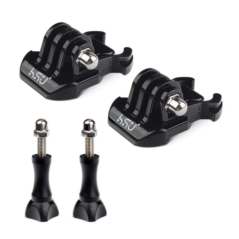 HSU Quick Release Buckle Clip Basic Base Mount, Long Thumb Screw Accessory Kit for GoPro Hero 10 9 8 7 6 5 4 3+ 3 AKASO Campark and Other Action Cameras (4 Pack, Black)