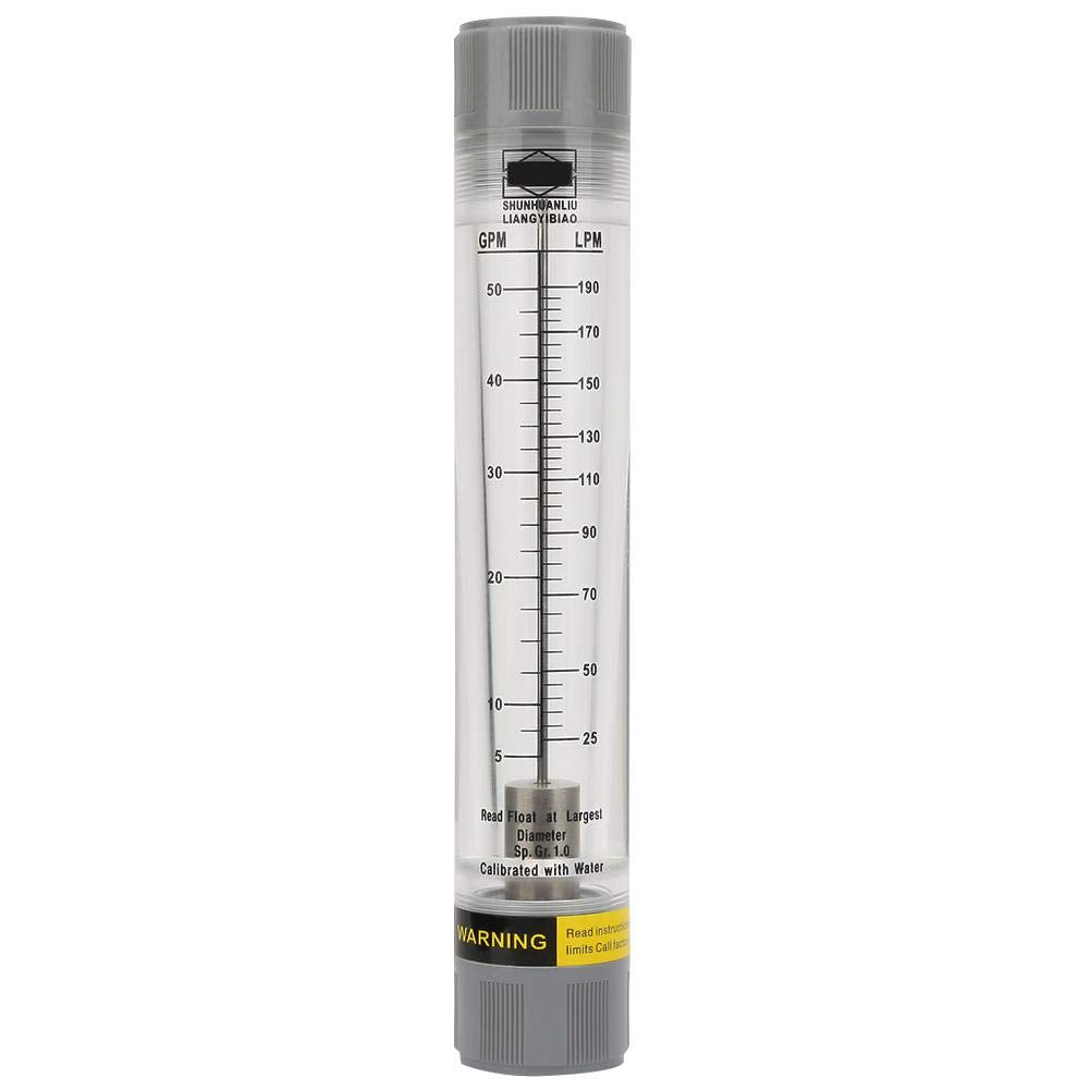 Water Liquid Inline Flowmeter 1" PT Female Threaded, 5-50GPM Clear Acrylic Water Flowmeter with Stainless Steel Float for Pipeline Flow Measure