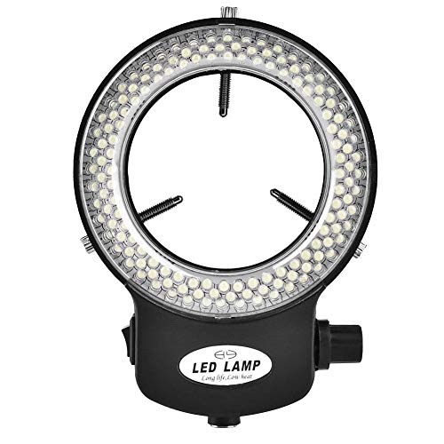 Microscope Camera Ring Lamp 144 LED Beads Light Source Brightness Adjustable Variable Control Shadowless Lighting(US Plug 110‑220V (White))