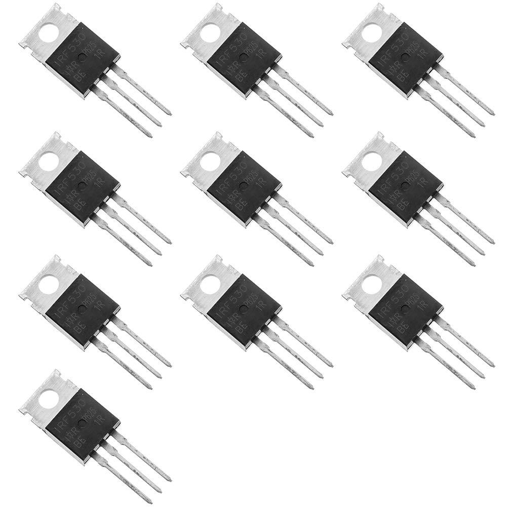 Bridgold 10pcs IRF530 IRF530N IRF530NPBF MOSFET Transistor, N Channel, 17 A, 100 V, 0.09 ohm