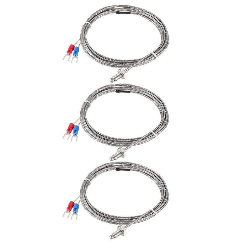 uxcell K-Type Thermocouple Temperature Sensors M6 Thread Probe with 2M/6.6Ft Wire 3pcs