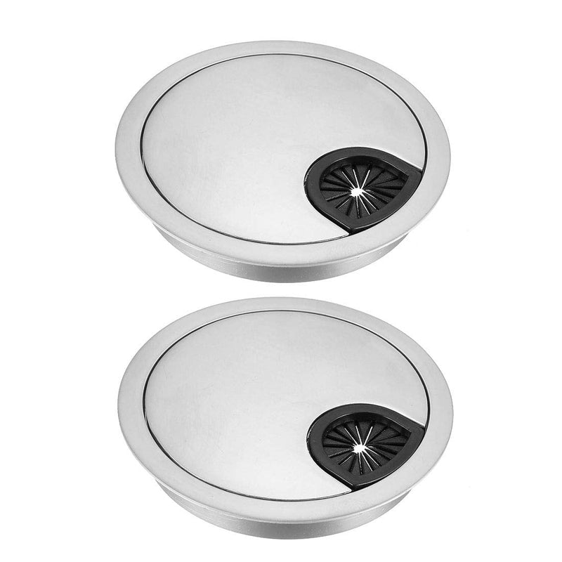 uxcell Cable Hole Cover, 3-1/8" Zinc Alloy Desk Grommet for Wire Organizer, 2 Pcs (Silver Tone)