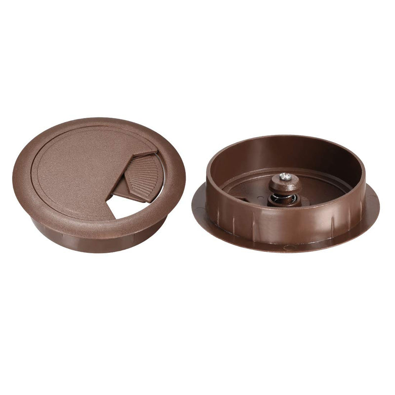 uxcell Cable Hole Cover, 2-3/8" Plastic Desk Grommet for Wire Organizer 10Pcs (Brown)