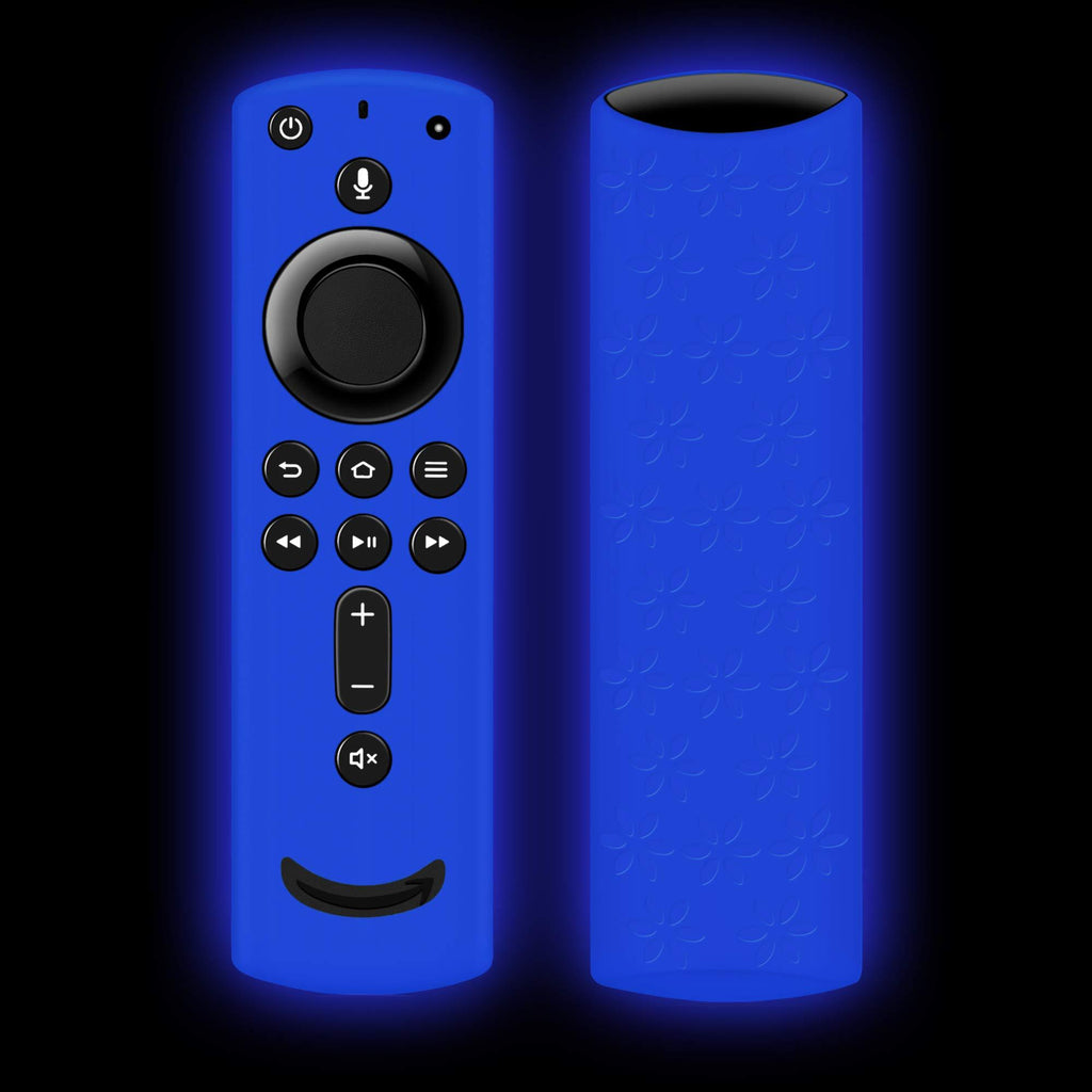 Silicone Remote Cover/Remote case for Fire TV Stick 4K/Fire TV Cube/Fire TV(3rd Gen) Compatible with All-New 2nd Gen Alexa Voice Remote Control, Lightweight Anti-Slip Shockproof (Blue Glow) Glow Blue