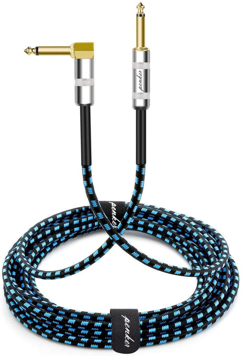 [AUSTRALIA] - Penker Guitar Instrument Cable 10 Foot,1/4 Inch Right Angle to 1/4 Inch Straight Gold Plated Guitar Cord,Good for Instrument Electric Guitar/Bass/Keyboard with Black Blue 10ft 