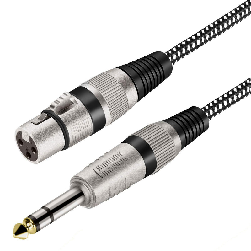 XLR Female to 1/4 Inch TRS Cable 3 FT, Nylong Braided XLR 3 Pin Female to 6.35mm TRS Male Balanced Wire Mic Cord (Pure Copper Conductors) 3FT