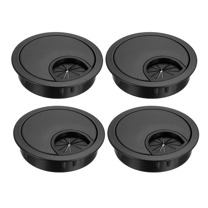 uxcell Cable Hole Cover, 2.1inch Zinc Alloy Desk Grommet for Wire Organizer, 4 Pcs (Black) 2-1/8 Inch Black