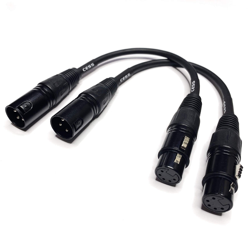 [AUSTRALIA] - CESS-008 XLR3M to XLR5F DMX512 Adaptor Cable - 3 Pin Male XLR to 5 Pin Female XLR DMX Turnaround 6 inches - 2 Pack 
