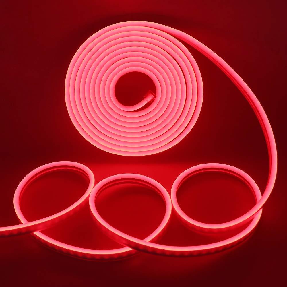 [AUSTRALIA] - XUNATA LED Strip Lights, LED Neon Light Rope, Outdoor Flexible Light, DC 12V 16.4 Ft/5m 2835 600 LEDs Silicone Tape Light for Home, Indoors, Outdoors Decor DIY(Red) Red 