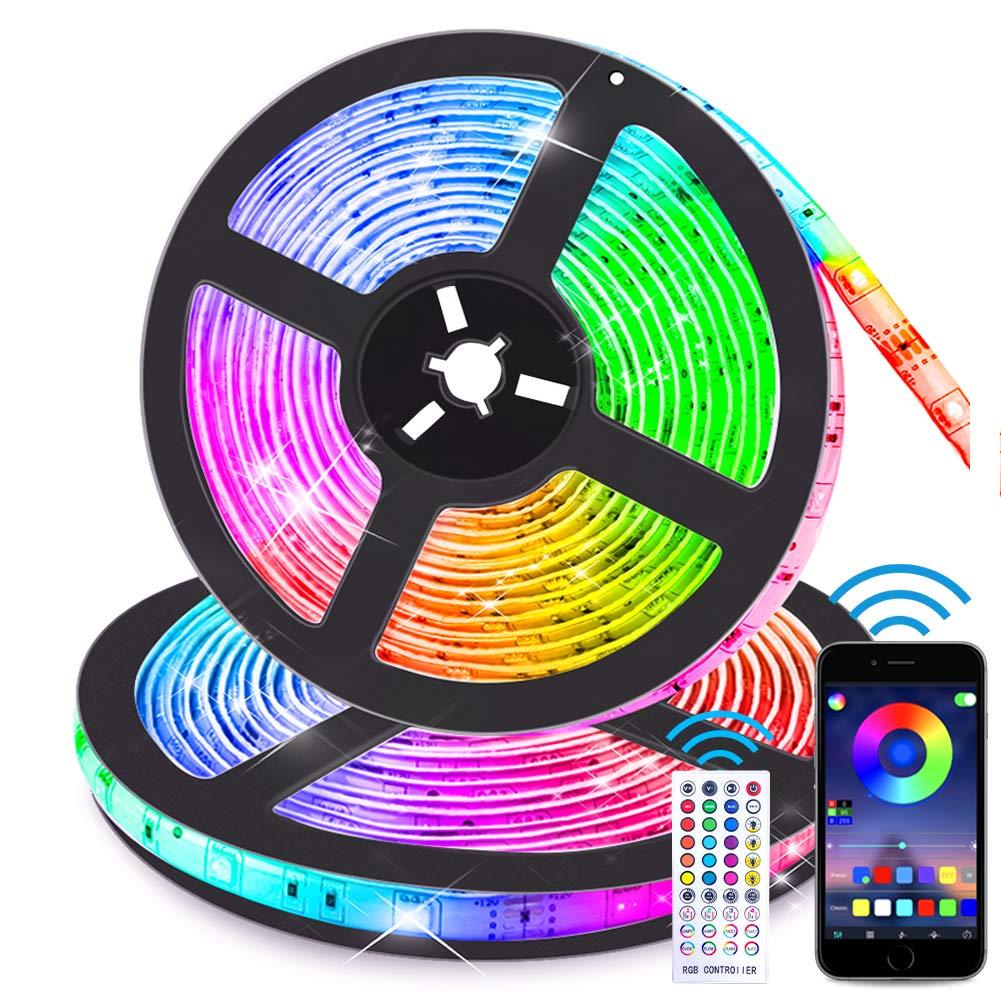 [AUSTRALIA] - Bluetooth LED Strip Lights Music Sync App Control, 32.8FT/10M Flexible Waterproof RGB LED Light Strips for Bedroom with Remote Color Changing Neon Lights 300LED 5050 Tape Lights 12V Room Mood Lighting 