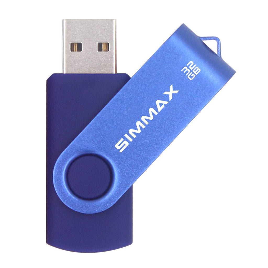 SIMMAX 32GB Memory Stick USB 2.0 Flash Drives Swivel Thumb Drive Pen Drive (32GB Blue) 1Pack 32GB Swivel-Blue