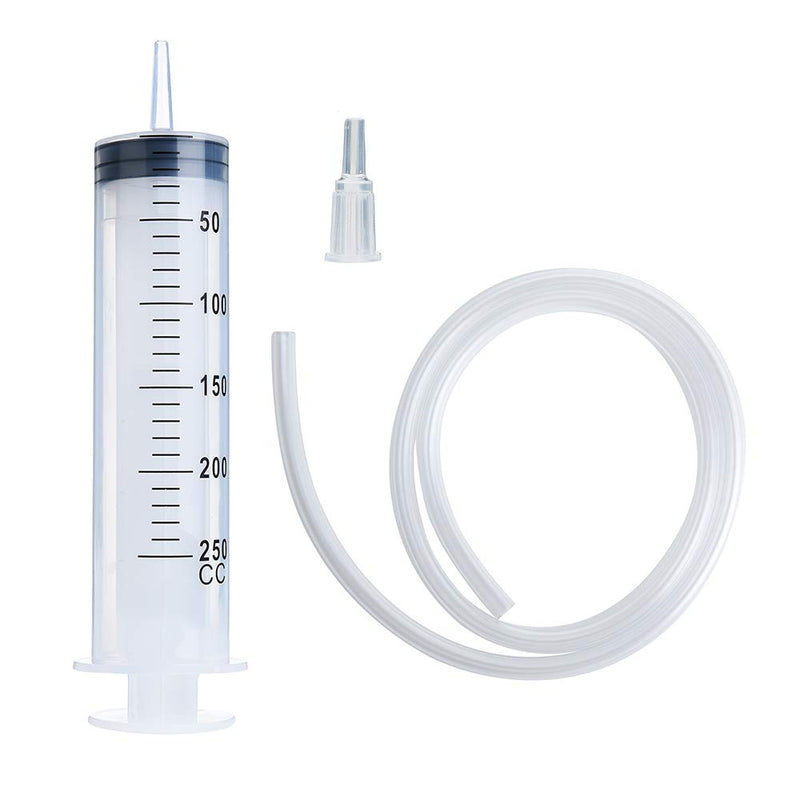 250ml Syringe with Tube, Extra Large Plastic Syringe with Tubing for Glue Dispensing, Scientific Labs, Watering, Refilling