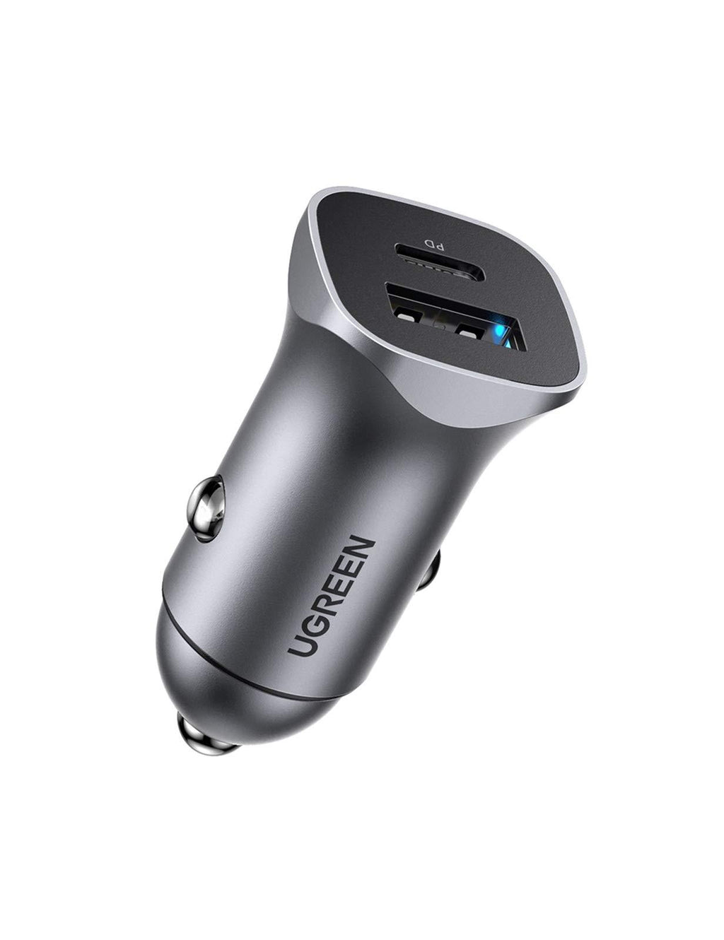 UGREEN 20W USB C Car Charger PD QC3.0 Dual Ports Fast Charge Car Adapter Metal Cigarette Lighter Compatible with iPhone 12 Mini Pro Max 11 XS XR X 8 SE Samsung Galaxy S21 S20 Note 20 iPad LG Pixel