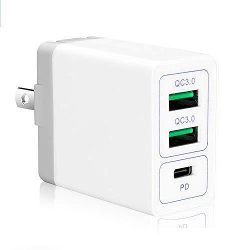 Quick Charge3.0 USB Wall Charger Adapter Charging Block Plug,30WTravel QC2.0 SmartPorts+Foldable Plug for SamsungS9S8 Note8,iPhoneX/8iPad LGNexusHTC&More pd+2QC