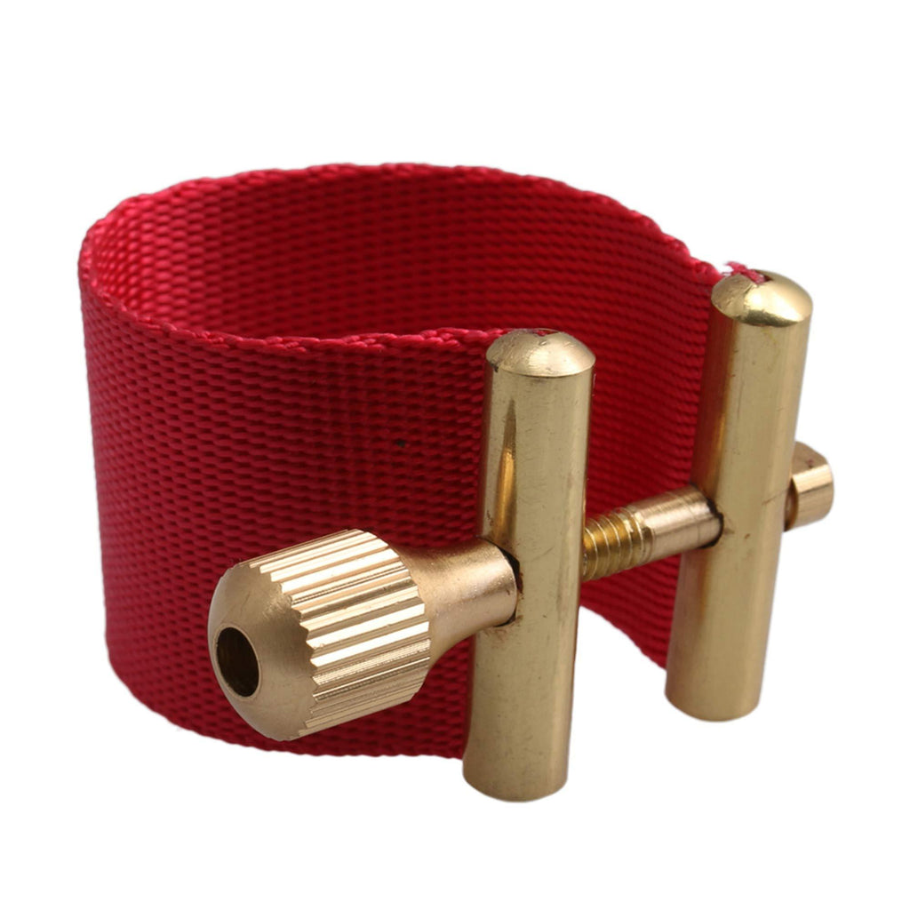 lovermusic lovermusic Fabric Tenor Sax Ligature with Gold Clip Screw Replacement for Tenor Baritone Saxophone Mouthpiece (Red)