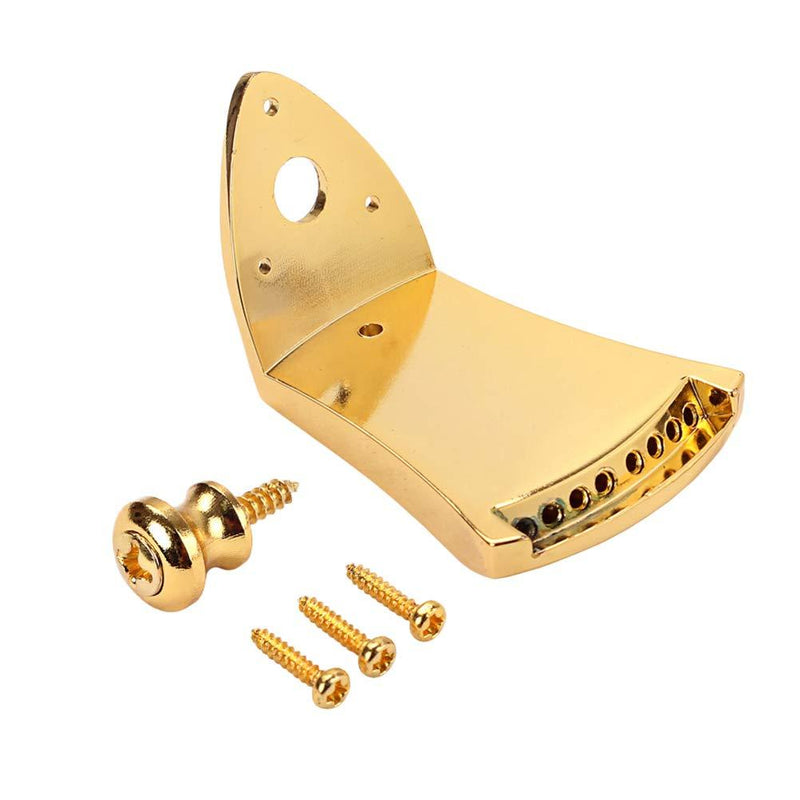 SUPVOX Metal Triangle Mandolin Tailpiece Parts for 8 String Arched Top Mandolin with Screws Guitar Strap Lock (Golden)