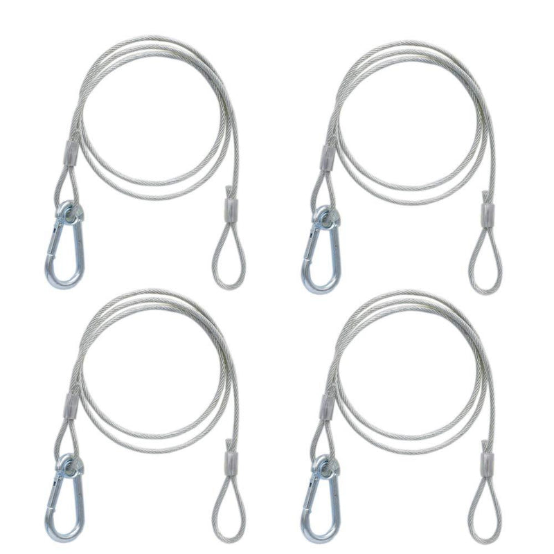[AUSTRALIA] - 4 Pack Silver Safety Security Stage Light Stainless Steel Cables Rope with Buckle PVC 110lbs Load Duty 26.1” Diameter 4mm for Party Lights DJ Light Stage Lighting 