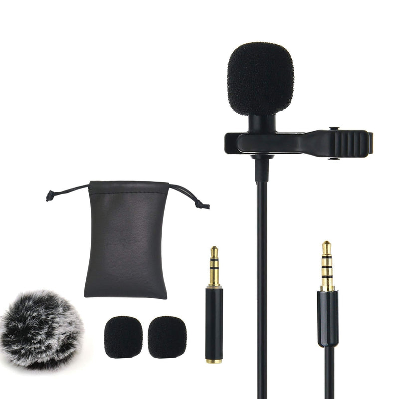 [AUSTRALIA] - Ruittos Lavalier Clip Microphone, Mini Omnidirectional Condenser Interview Microphone Compatible with iPhone XR XS 8 7/Samsung/HTC/Video Recording/DSLR Camera/Conference/Voice Dictation, 5 Ft C 5ft black 