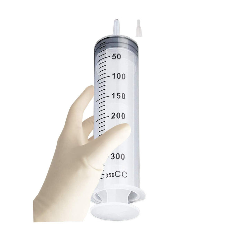 QuietN 350ml Syringe with Adapter, Plastic Large Syringe Without Needle for Scientific Lab Supplies, Pet Feeding Syringe Disposable, Liquid Measurement and Automotive Syringe Injection