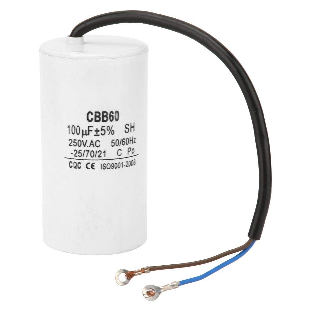CBB60 Run Capacitor with Wire Lead 250V AC 100uF 50/60Hz Run Round Capacitors for Motor Air Compressor, Air Conditioners, Compressors and Motors - Heat Resisting, Low Leakage and Low Impedance