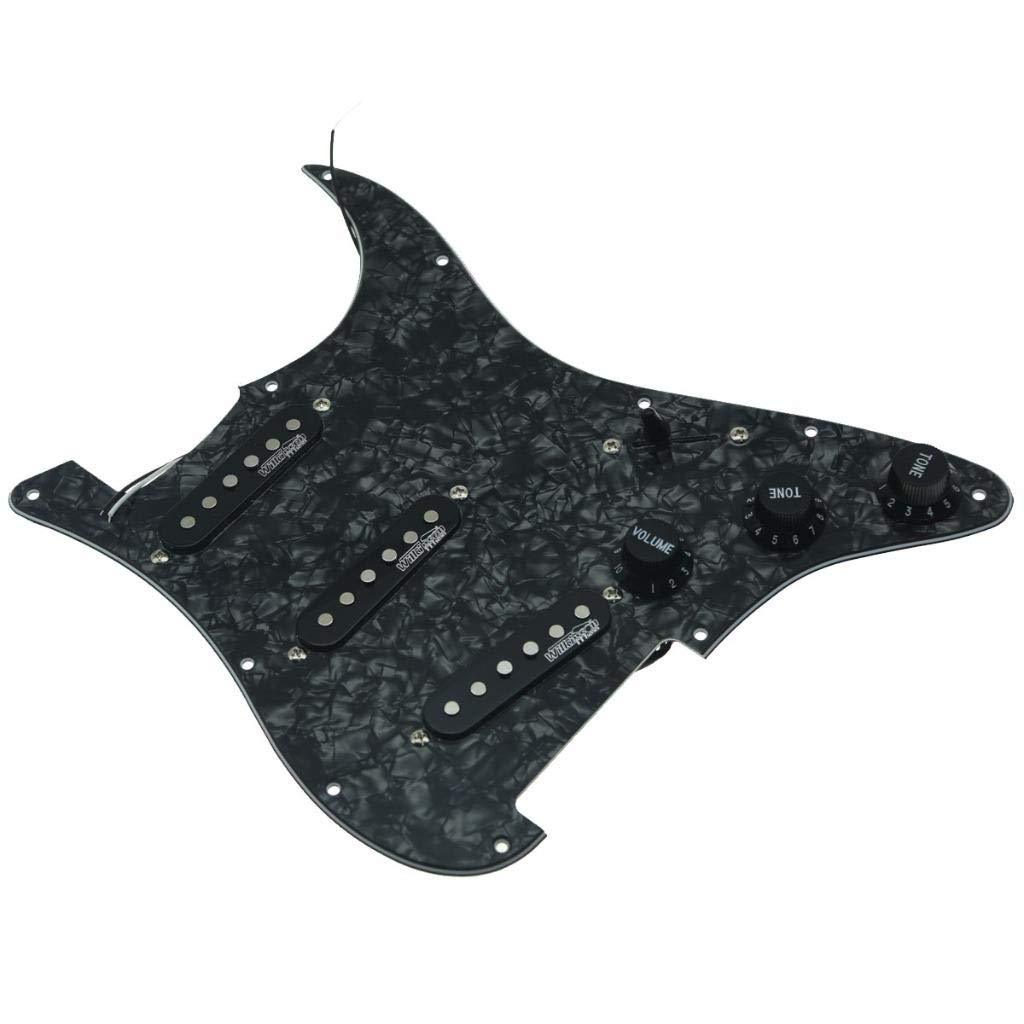 KAISH Black Pearl Loaded Electric Guitar Pickguard Prewired Pickguard with Wilkinson Pickups for Fender Strat Made In USA or Mexico