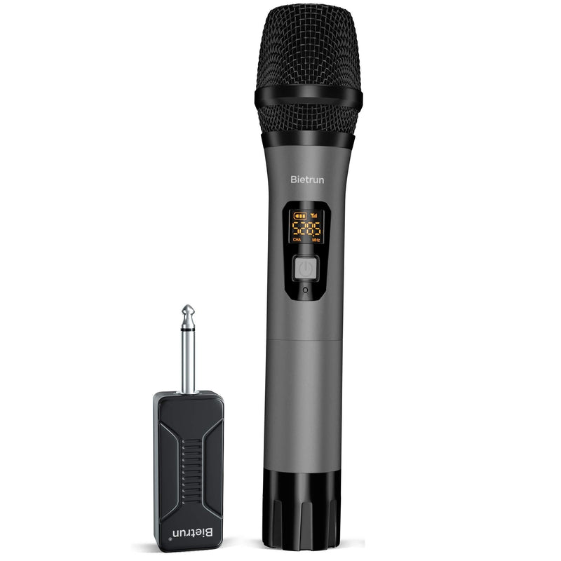 [AUSTRALIA] - Wireless Microphone, Uhf Metal Dynamic Handheld Karaoke Mic, Rechargeable Receiver (Work 6hs), 160ft Range, for Karaoke Machine, Singing, Stage, Speaker, Amplifier, Mixer, iPhone, Camera, Laptop black 