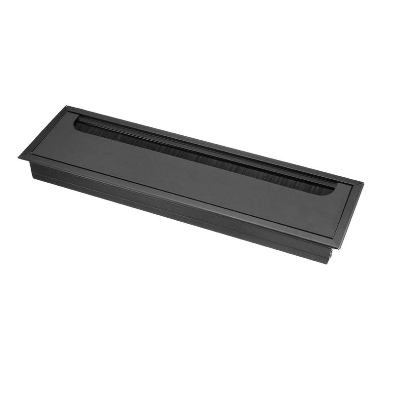 uxcell Cable Hole Cover, 269mm x 68mm Aluminum Alloy Desk Grommet for Wire Organizer Black