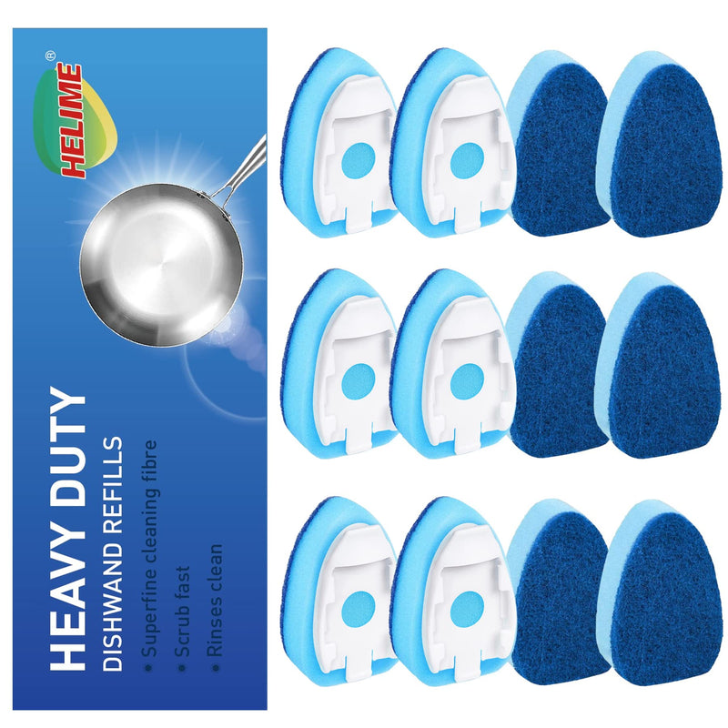 Dishwand Refills Sponges Refill, Dish Wand Replacement Heads, Heavy Duty Scrub Dots Brushes Soap Dispenser, Non Scratch Dispensing Scrubbers, Dishwashing Cleaning Supplies Kitchen Sink Dishwasher Tool 12Pack
