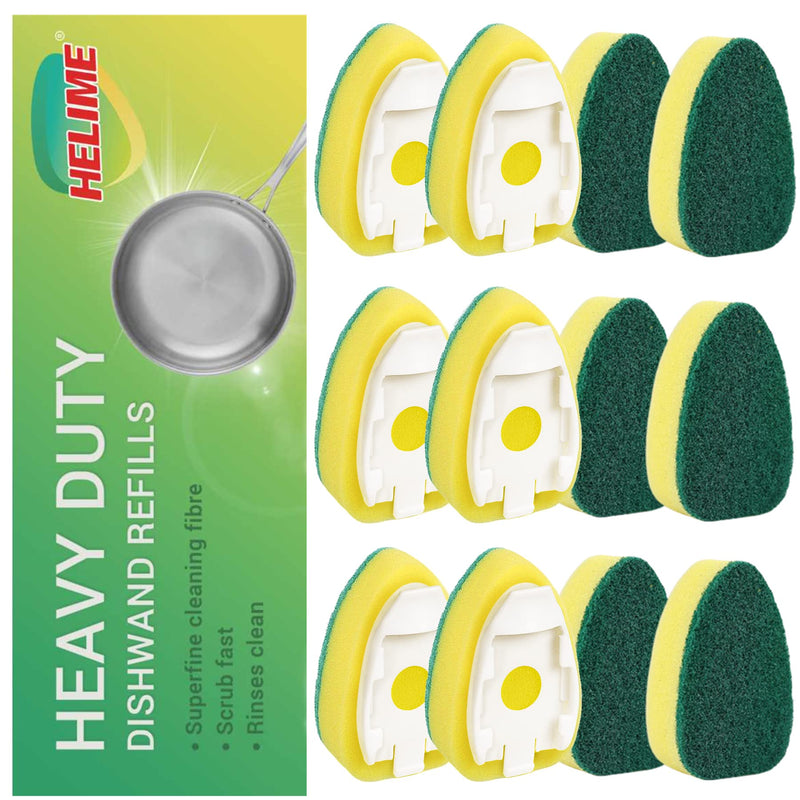 Dishwand Refills Sponge Heads, Dish Wand Refill Non Scratch Replacement, Heavy Duty Scrub Dots Brush Dispenser, Soap Dispensing Scrubbers, Dishwashing Cleaning Supplies Kitchen Sink Dishwasher Tool 12Pack