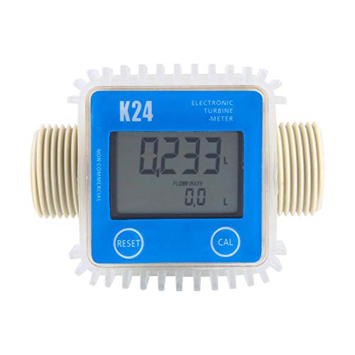 Flow Meter,Turbine Meter Water Flow Meter K24 LCD Turbine Digital Fuel Flow Meter Check Valve Widely Used for Chemicals Water