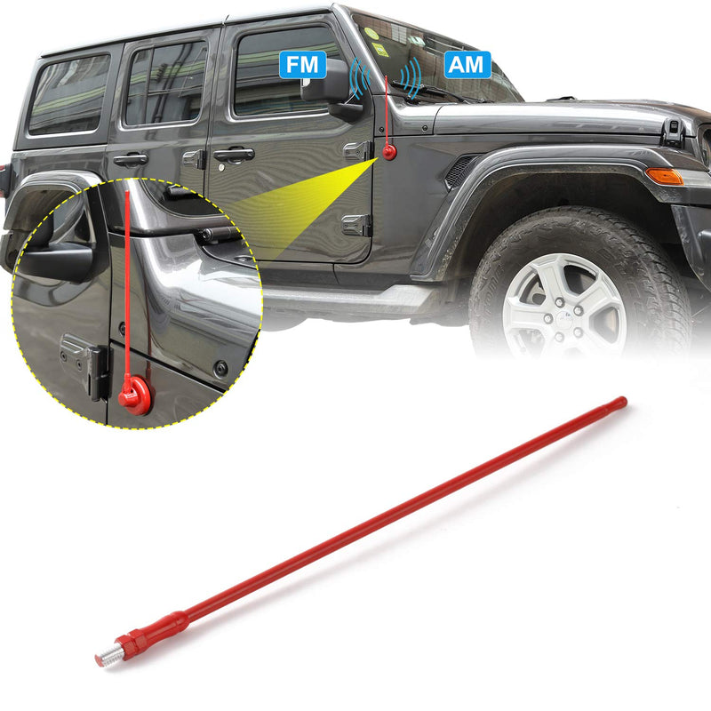 JeCar 13 Inch Reflex Short Antenna Replacement for JK JL JT Accessories Metal ABS Antenna Designed for Optimized FM/AM Reception for Jeep Wrangler JT JK JL Unlimited Sport Rubicon Sahara 2007-2019 Red
