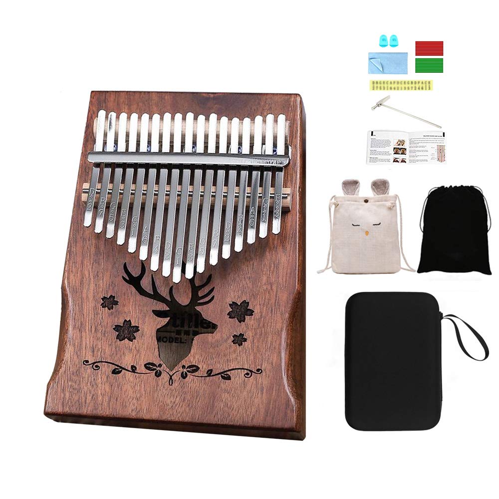 Kalimba 17 keys Thumb Piano Solid Finger Piano with Zippered Carry Bag Study Instruction Tuning Hammer Known as Mbira Wood Finger Piano