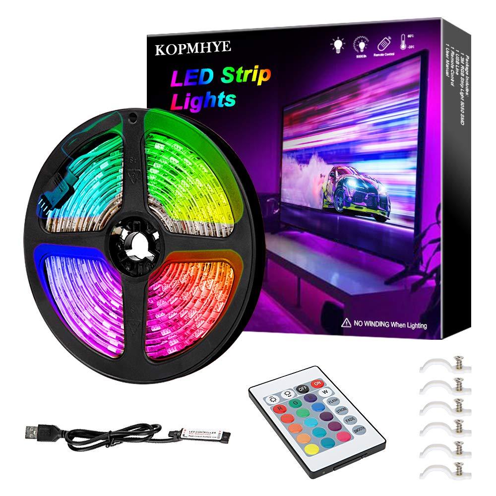 [AUSTRALIA] - 3M 10FT RGB LED Strip Lights, IP65 Waterproof Colored USB TV Backlight with Remote, 16 Color Changing 180 5050 LEDs Bias Lighting for HDTV, Multfor TV PC Background Lighting, No Adapter Included 