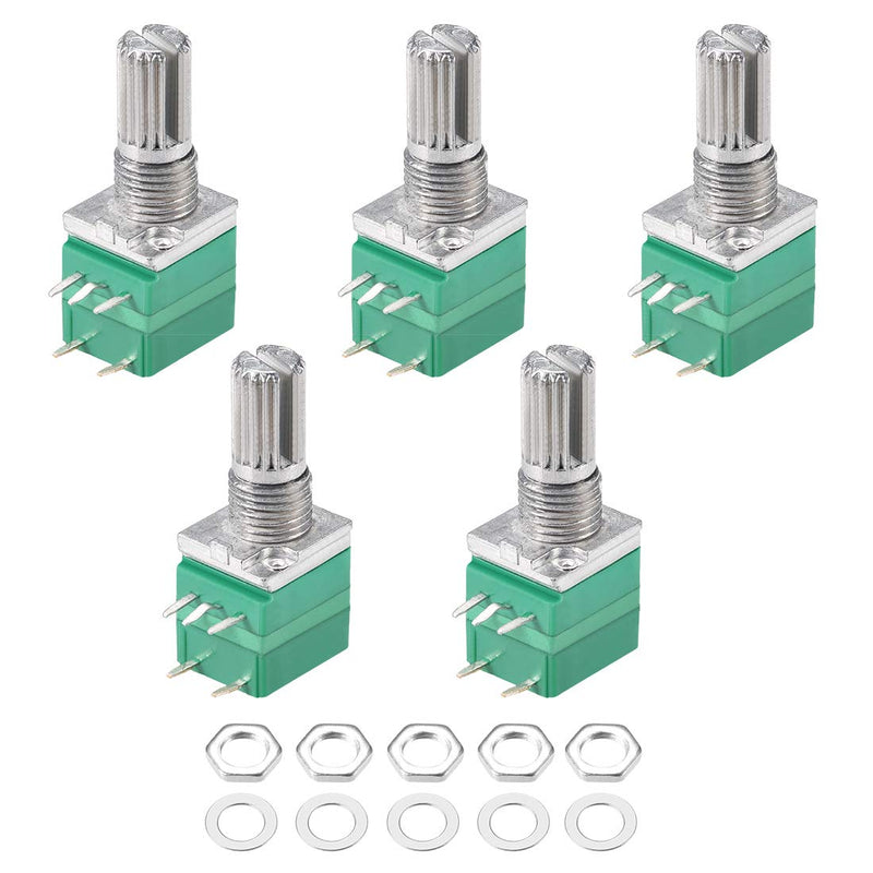 uxcell Potentiometer with Switch B5K Ohm Variable Resistors Single Turn Rotary Carbon Film Taper RV097NS 5pcs