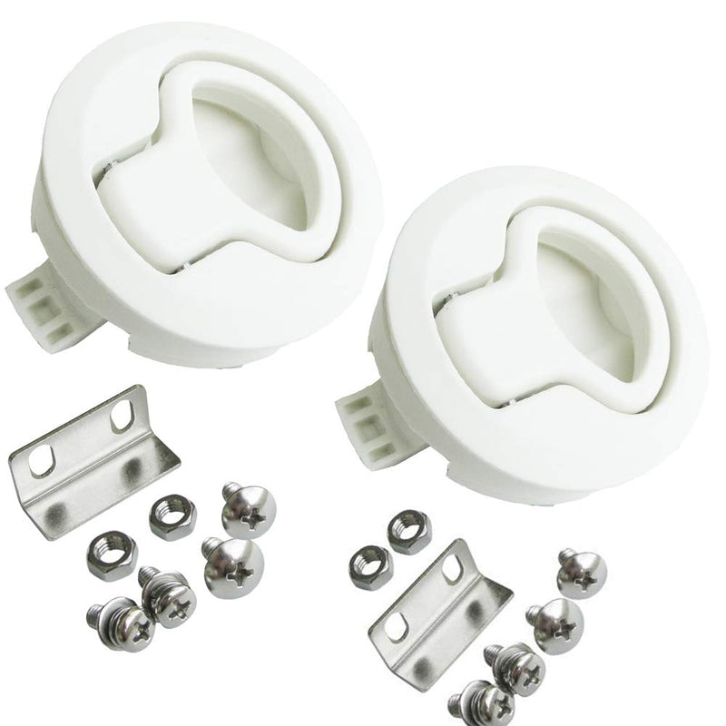 2PCS Boat 2'' Flush Pull Latch Slam Latch Hatch Round Pull Latch White Plastic for RV Boat Door Latches Deck Hatch 1/4'' Door Cabinet Hardware 2 Pieces