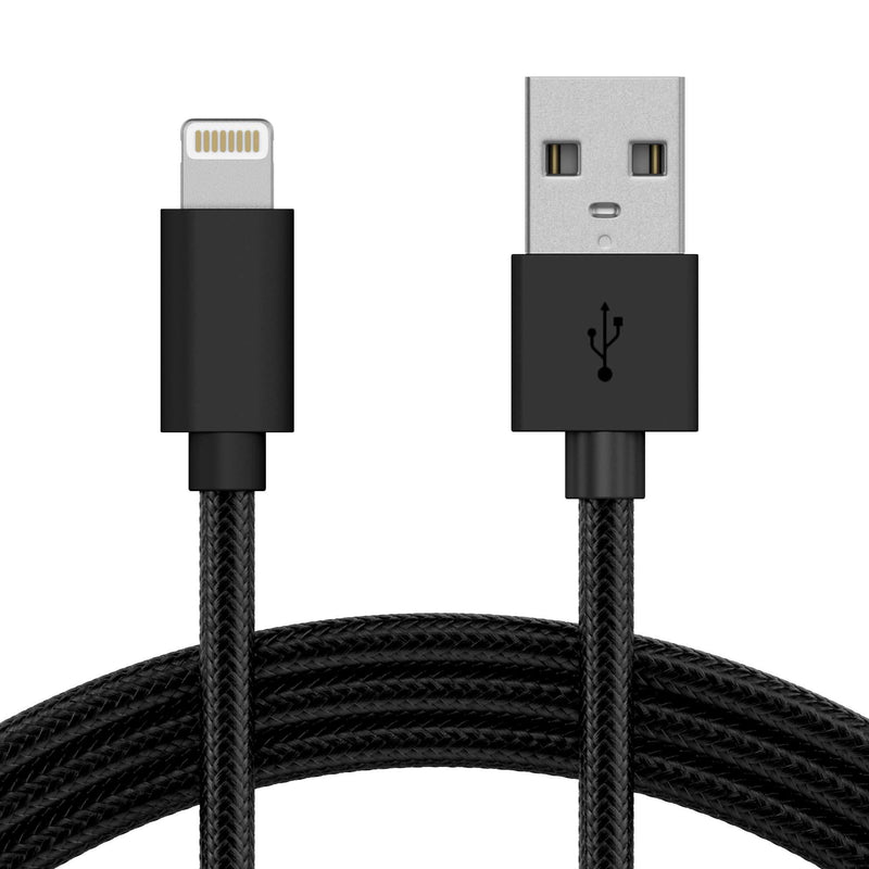 TalkWorks iPhone Charger Lightning Cable 10ft Long Braided Heavy Duty Cord MFI Certified for Apple iPhone 12, 12 Pro/Max, 12 Mini, 11, 11 Pro/Max, XR, XS/Max, X, 8, 7, 6, 5, SE, iPad - Black