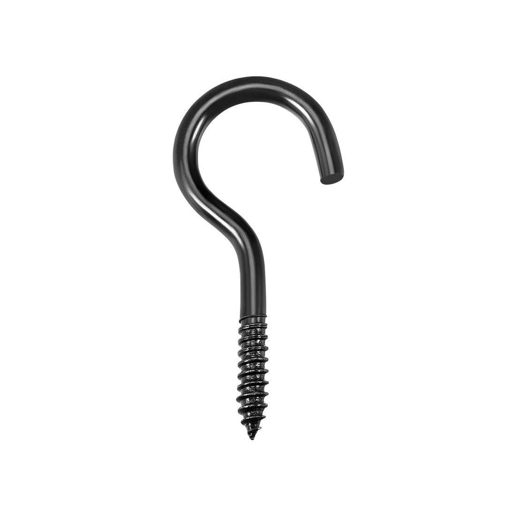 uxcell 1.3" Screw Eye Hooks Self Tapping Screws Screw-in Hanger Eye-Shape Ring Hooks Black 12pcs 1.3"