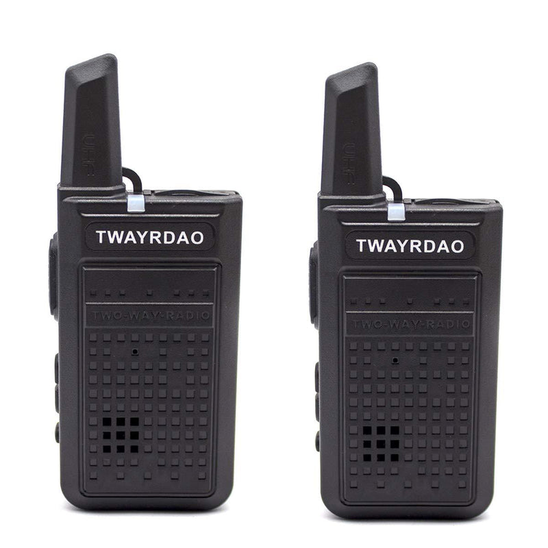TWAYRDIO Mini Two Way Radio 2W UHF 400-470Mhz Long Range Walkie Talkie 16 Channels Small Handheld Radio for Kids/Adults (2 Pack)