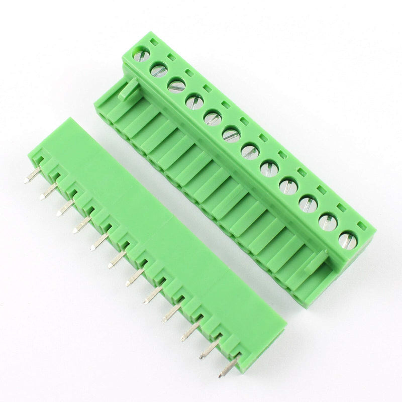 DBParts 5 Sets 12-Pin (12 Pole) Straight Plug-in Screw Terminal Block Connector 5.08mm Pitch Panel PCB Mount DIY
