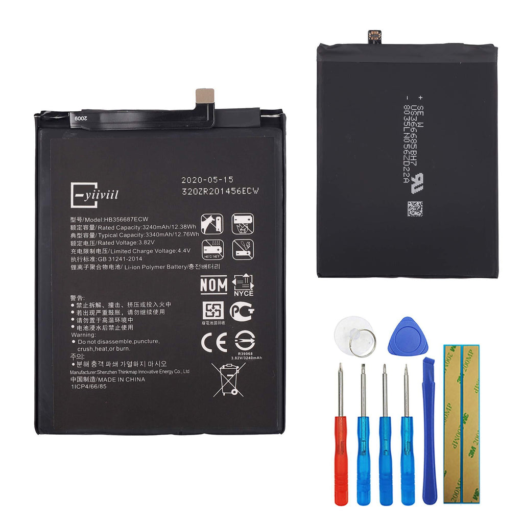 New Replacement Battery HB356687ECW Compatible with Huawei Mate SE Honor 7X Nova 2 Plus Dual SIM 3340mAh with Tools
