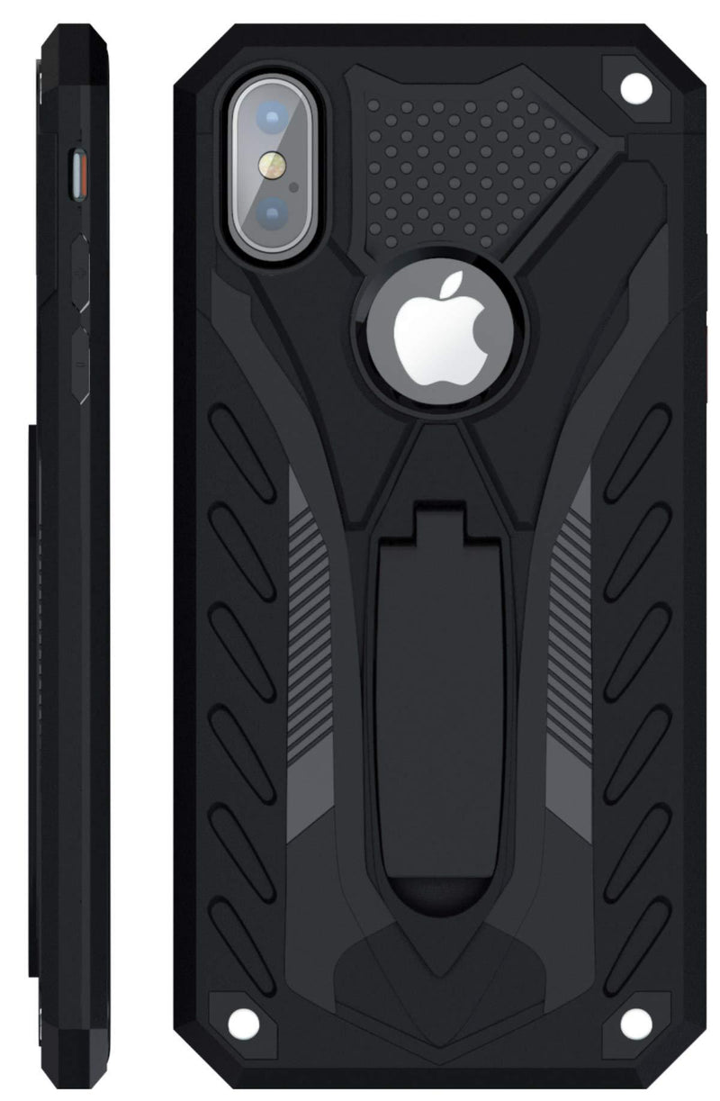 Kitoo Designed for iPhone Xs Max Case with Kickstand, Military Grade 12ft. Drop Tested - Black Black -Xmax