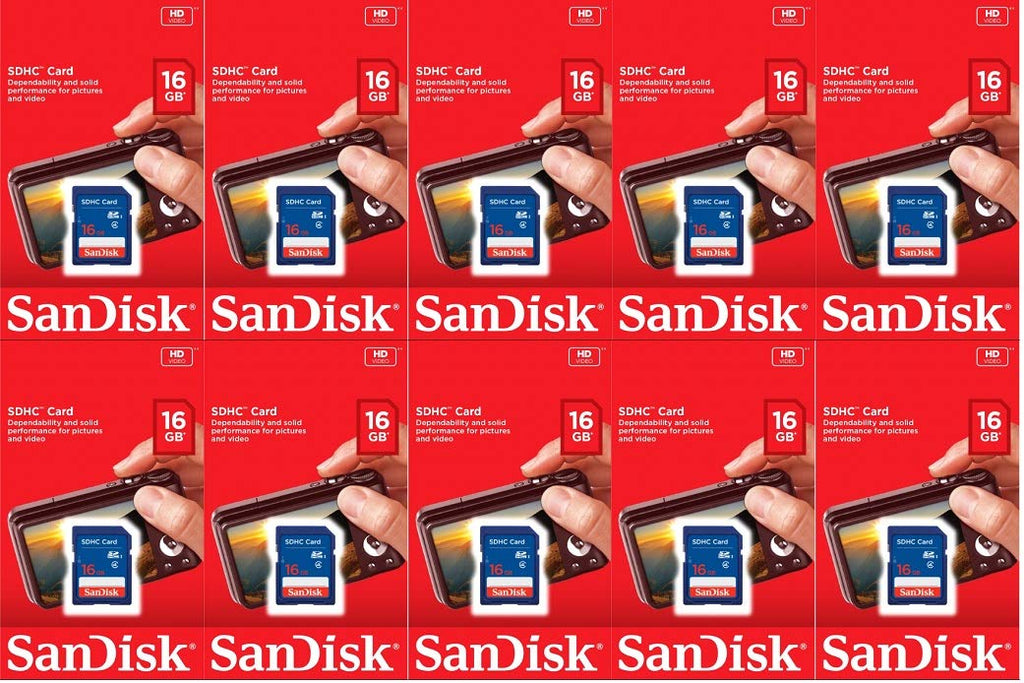 Sandisk 16GB (10 Pack) SD Card Bundle SDHC Class 4 Flash Memory | Model SDSDB-016G-B35 |