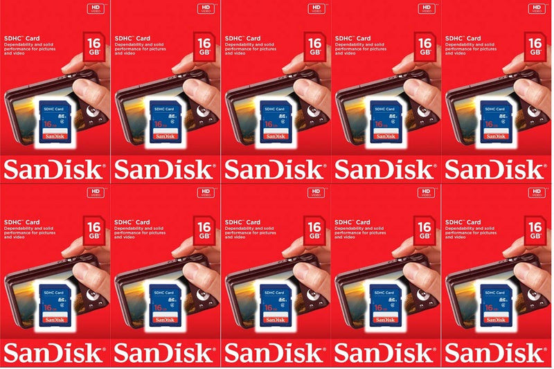 Sandisk 16GB (10 Pack) SD Card Bundle SDHC Class 4 Flash Memory | Model SDSDB-016G-B35 |