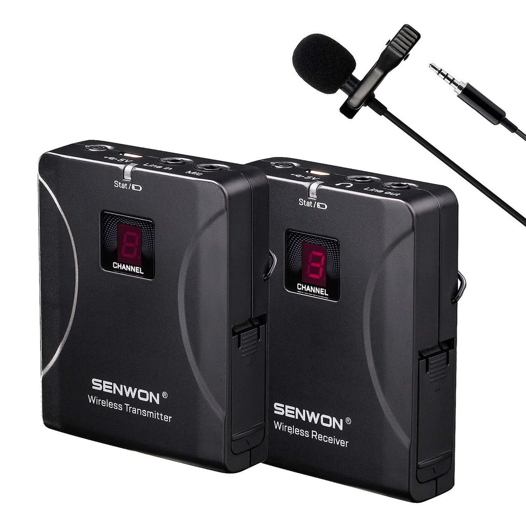 [AUSTRALIA] - SENWON Wireless Microphone 8-Channels Wireless Lavalier Microphone System with Beltpack Transmitter/Receiver, Clip on Lavalier Mic - Ideal for Teaching, Public Speaking and Conference 
