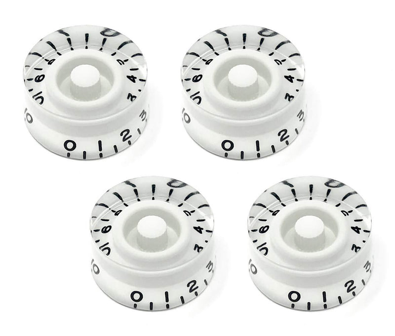 Vintage Forge White Speed Knobs for Gibson Les Paul SG Electric Guitar (Set of 4) Non-Recessed Fits 24 Fine-Spline USA (Imperial) Split Shaft Pots SK24US-WHT4