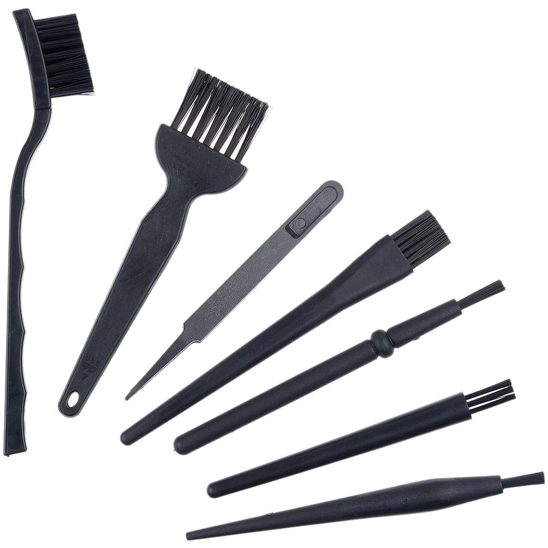 CamKix Multi-Purpose Brushes (Black) - 9 Pack - 7X Multi-Sized Brushes, 1x Anti-Static Tweezers, 1x Cleaning Cloth - Small Gaps - Computers, Keyboards, PCBs, Vents, Car Interior, Window Track